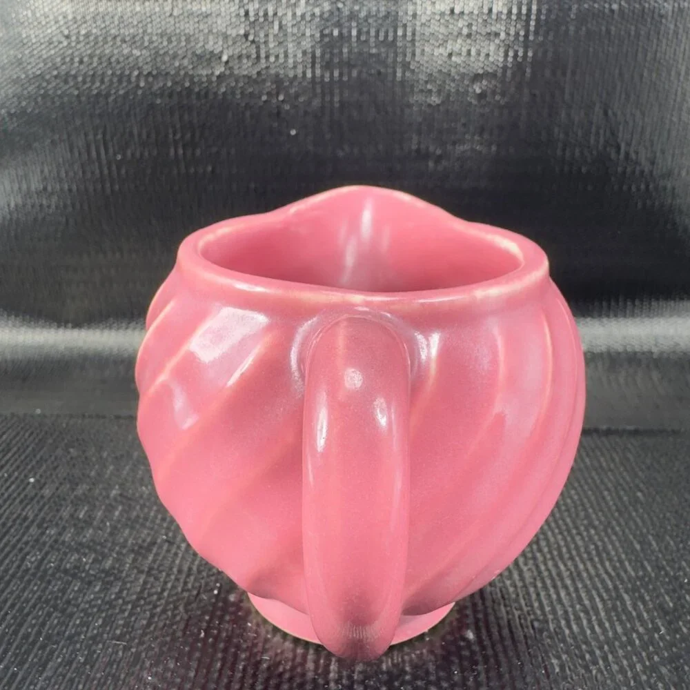 Antique American Pottery USA‎ Mauve Swirl Pattern Small Pitcher Creamer Vintage